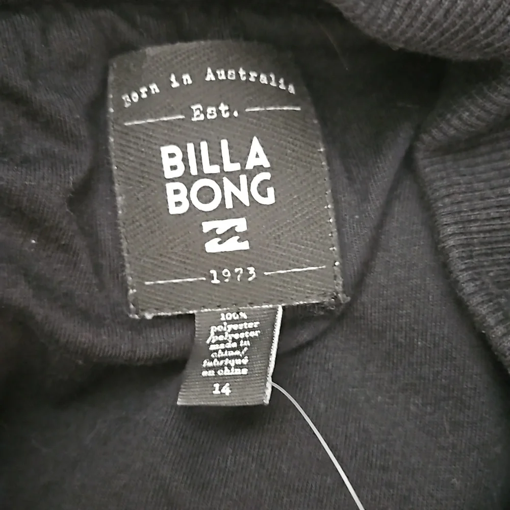 Billabong Girls Sherpa Hooded Vest Black Size 14 NWT